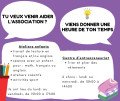 Tu veux venir aider l'association? Viens donner une heure de ton temps.